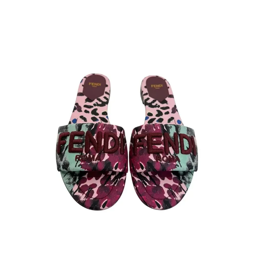 Fendi Sunshine Dew Drops Satin Slides (39/9)